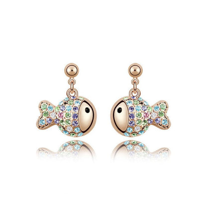 Fish Earrings Cartoon Crystal Rich Diamond Earrings-Jewearrings