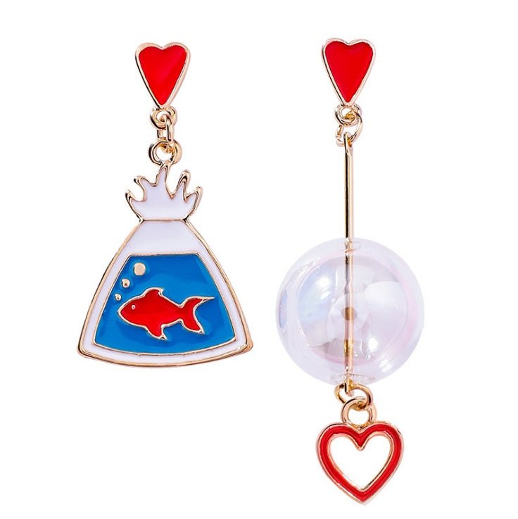 Fish Earrings Cartoon Love Glass Ball-Jewearrings