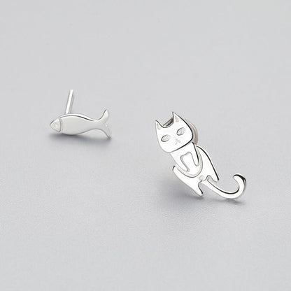 Fish Earrings Fashion Asymmetry 925-Jewearrings