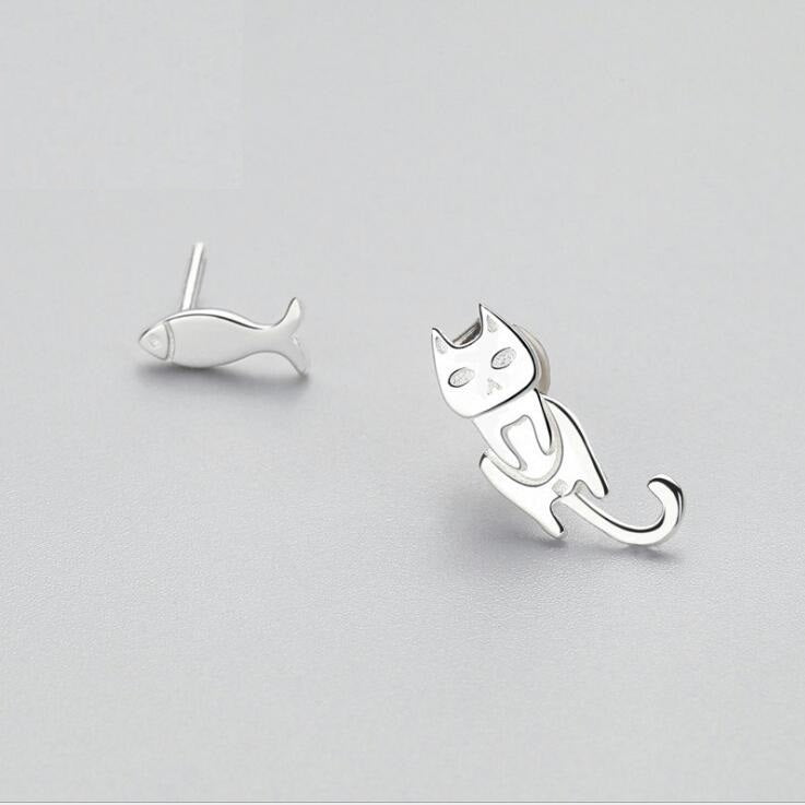 Fish Earrings Fashion Asymmetry 925-Jewearrings