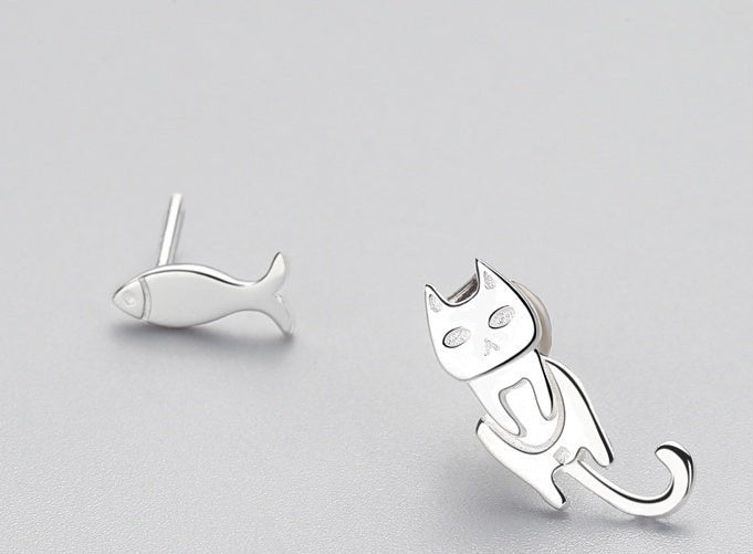 Fish Earrings Fashion Asymmetry 925-Jewearrings