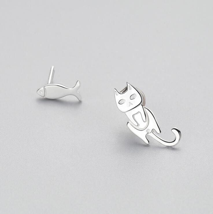 Fish Earrings Fashion Asymmetry 925-Jewearrings