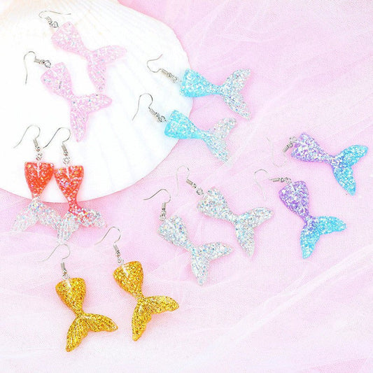 Fish Earrings Gradient Mermaid Hooks-Jewearrings