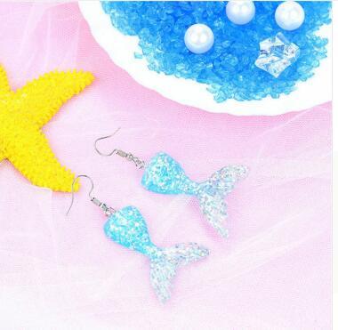 Fish Earrings Gradient Mermaid Hooks-Jewearrings