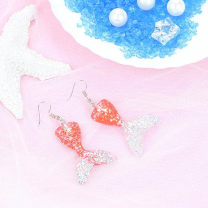 Fish Earrings Gradient Mermaid Hooks-Jewearrings