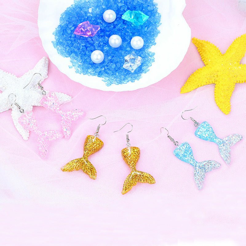 Fish Earrings Gradient Mermaid Hooks-Jewearrings