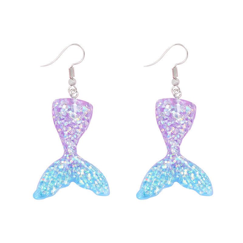 Fish Earrings Gradient Mermaid Hooks-Jewearrings