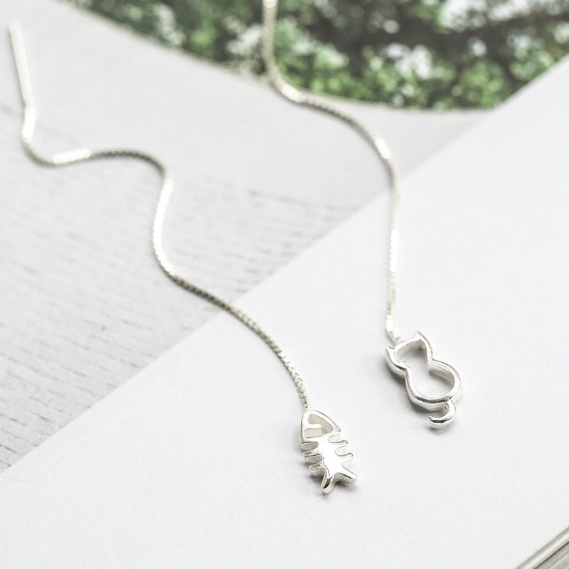 Fish Earrings Hollow Cat Fish Ear Line-Jewearrings