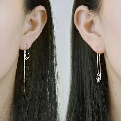 Fish Earrings Hollow Cat Fish Ear Line-Jewearrings