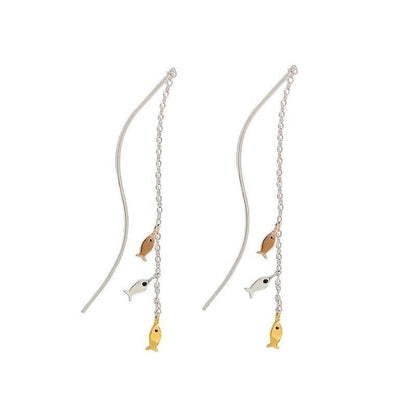 Fish Earrings Long Small Fish Tassel Earrings-Jewearrings