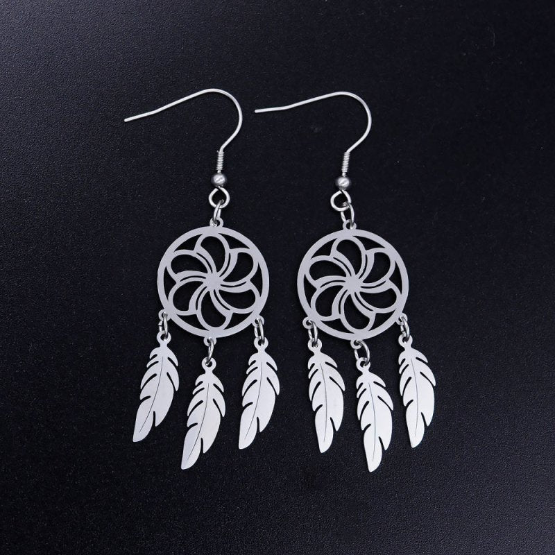 Fish Earrings Lotus Dream Catcher Earrings-Jewearrings