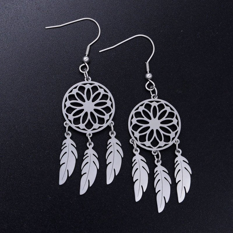 Fish Earrings Lotus Dream Catcher Earrings-Jewearrings