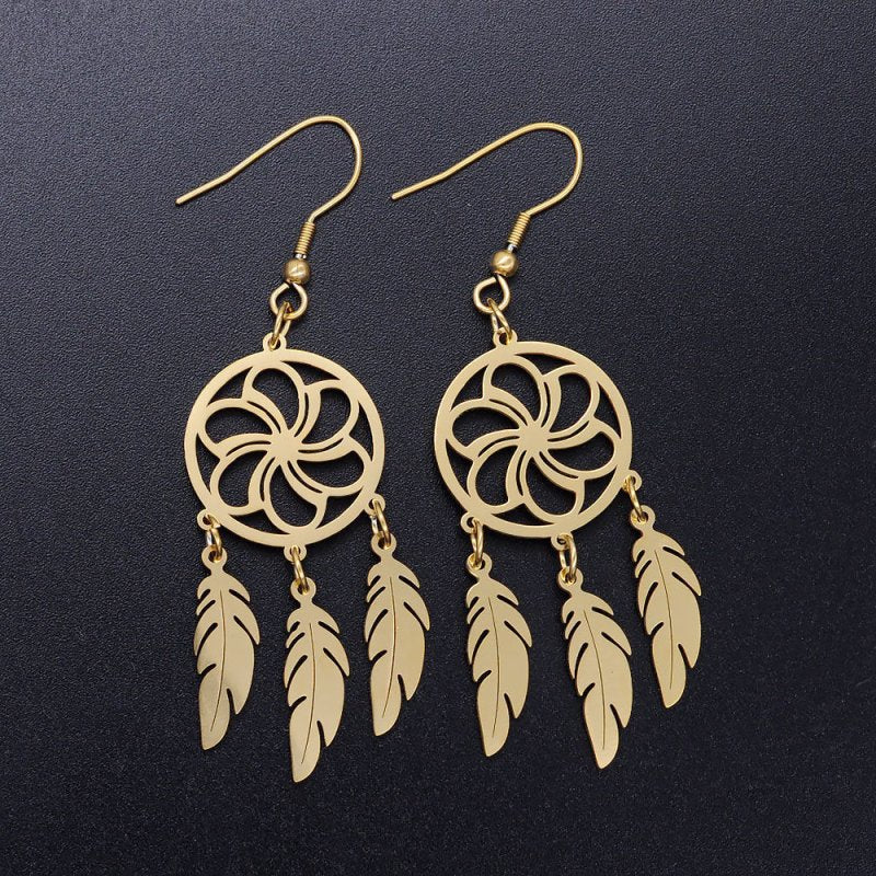 Fish Earrings Lotus Dream Catcher Earrings-Jewearrings