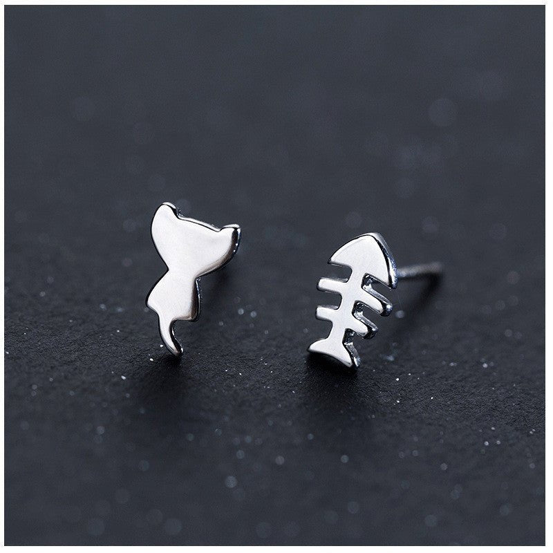 Fish Earrings S925 Cute Cat Fish Bone Earrings-Jewearrings