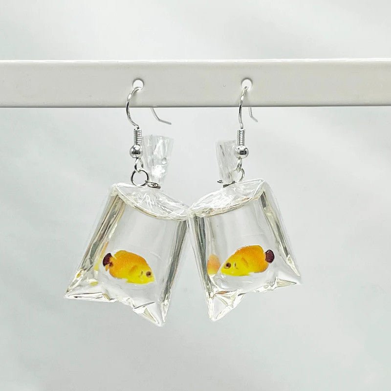 Fish Earrings Water Bag Tropical Resin Earrings-Jewearrings