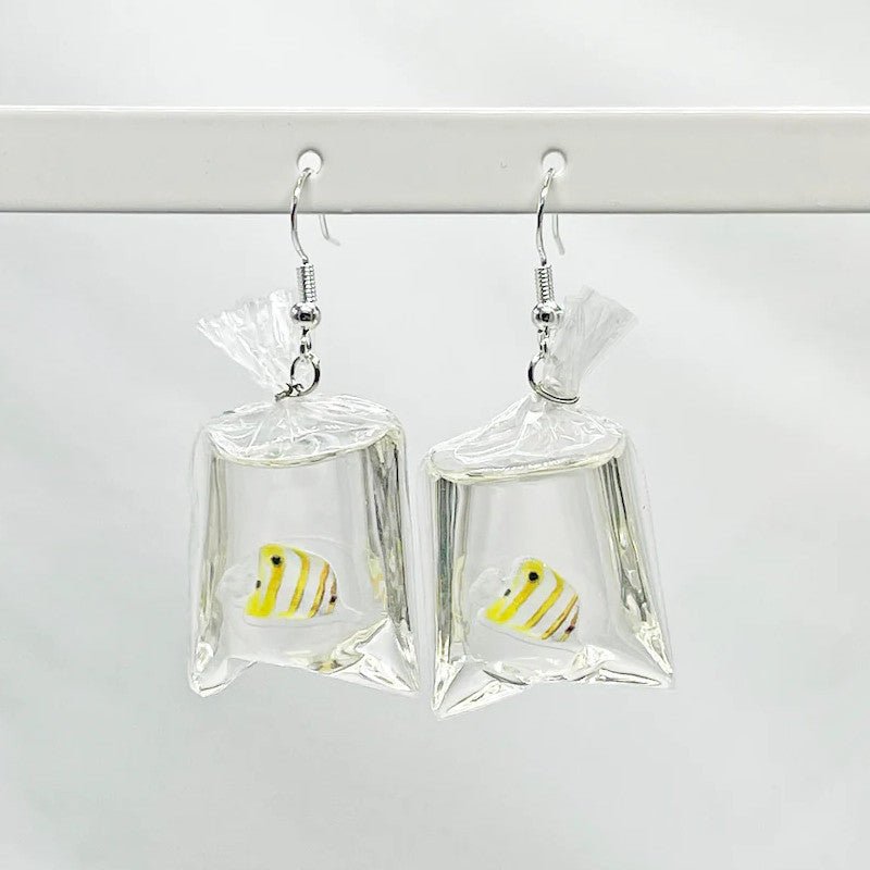 Fish Earrings Water Bag Tropical Resin Earrings-Jewearrings