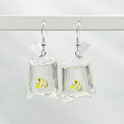 Fish Earrings Water Bag Tropical Resin Earrings-Jewearrings