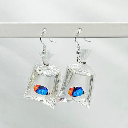 Fish Earrings Water Bag Tropical Resin Earrings-Jewearrings