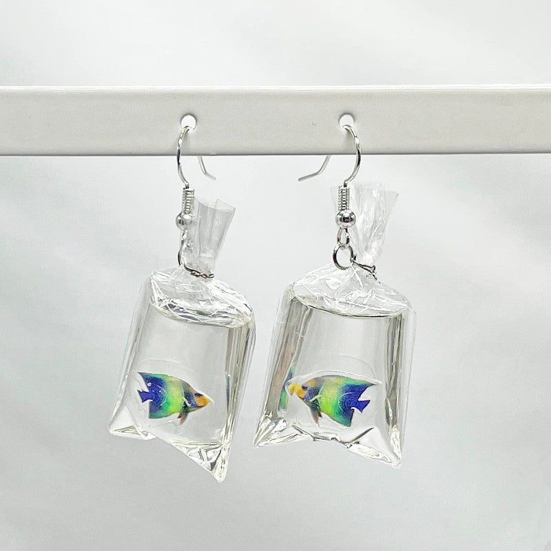 Fish Earrings Water Bag Tropical Resin Earrings-Jewearrings