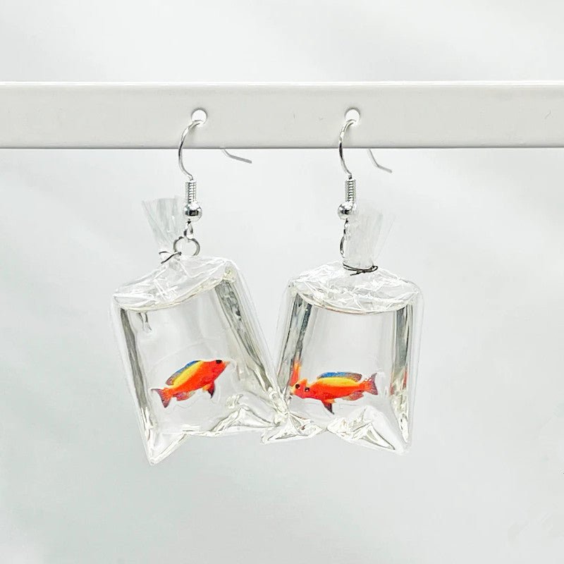 Fish Earrings Water Bag Tropical Resin Earrings-Jewearrings