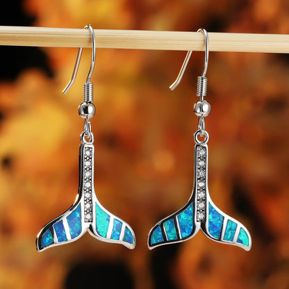 Fish Earrings Women's Blue Tail-shaped Earrings-Jewearrings