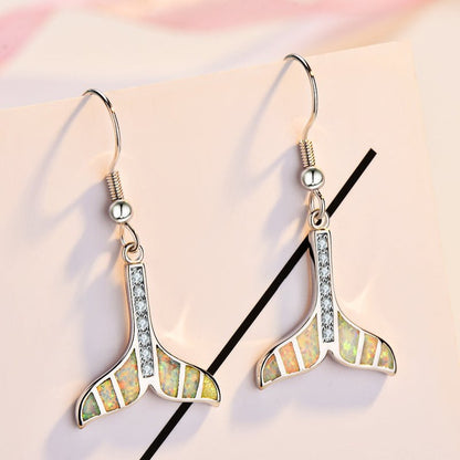 Fish Earrings Women's Blue Tail-shaped Earrings-Jewearrings