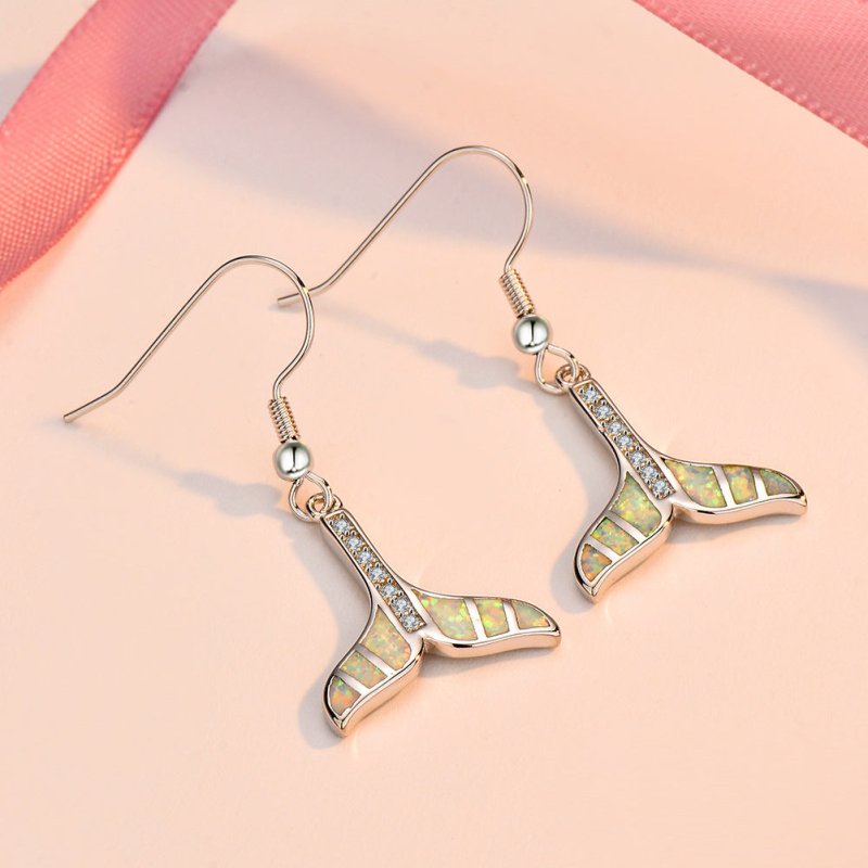 Fish Earrings Women's Blue Tail-shaped Earrings-Jewearrings