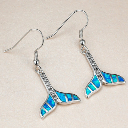 Fish Earrings Women's Blue Tail-shaped Earrings-Jewearrings