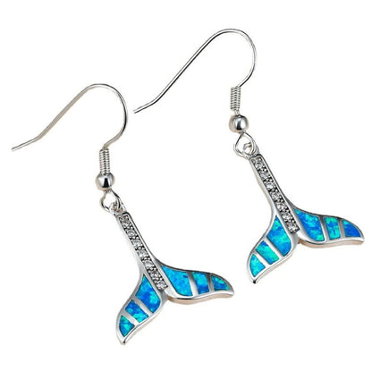 Fish Earrings Women's Blue Tail-shaped Earrings-Jewearrings