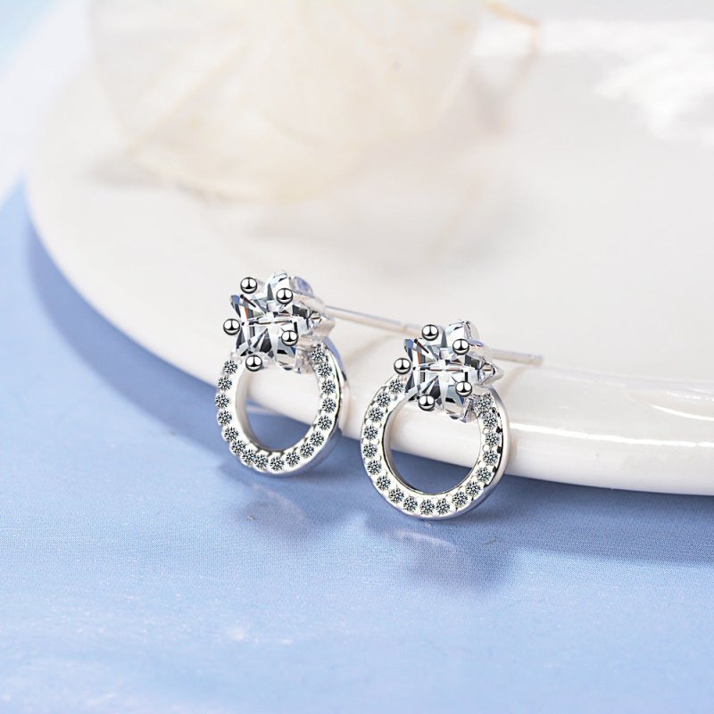 Five-pointed Star Stud Earrings Women With Diamond Fashion Temperament-Jewearrings