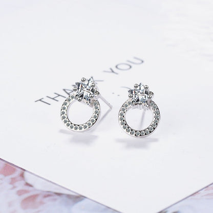 Five-pointed Star Stud Earrings Women With Diamond Fashion Temperament-Jewearrings