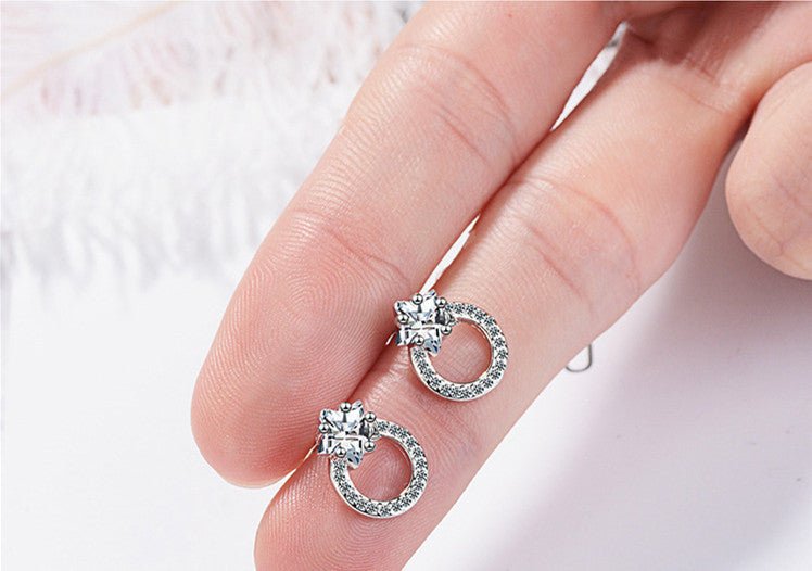 Five-pointed Star Stud Earrings Women With Diamond Fashion Temperament-Jewearrings