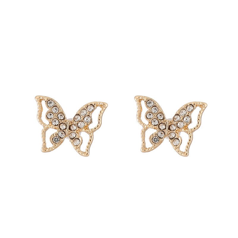 Flash Diamond Butterfly Stud Earrings Personality Earrings-Jewearrings