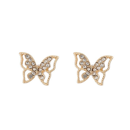 Flash Diamond Butterfly Stud Earrings Personality Earrings-Jewearrings