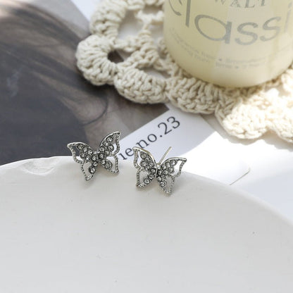 Flash Diamond Butterfly Stud Earrings Personality Earrings-Jewearrings