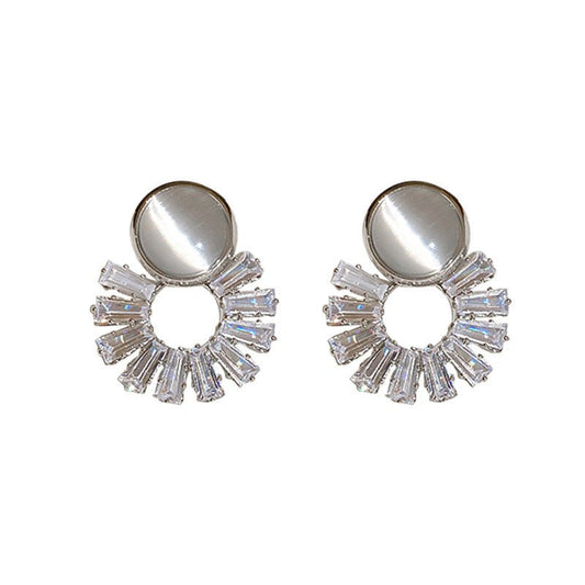 Flash Diamond Opal Niche Design Earrings-Jewearrings