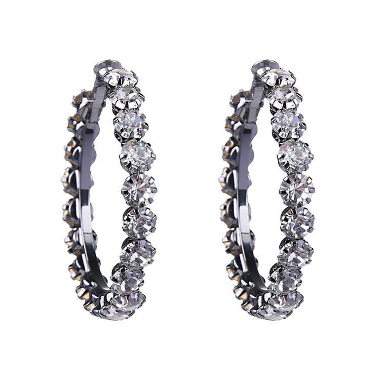 Flash Diamond Personality Large Hoop Earrings Female Temperament Simple Ring-Jewearrings