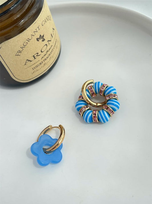 Fleece Ears With The Same Blue Flower Earrings Niche Design-Jewearrings