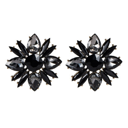 Floral Acrylic Full Diamond Earrings-Jewearrings