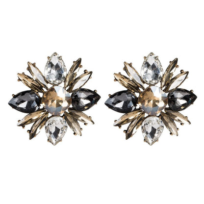 Floral Acrylic Full Diamond Earrings-Jewearrings