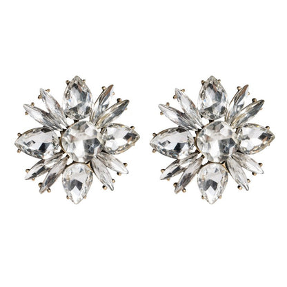 Floral Acrylic Full Diamond Earrings-Jewearrings