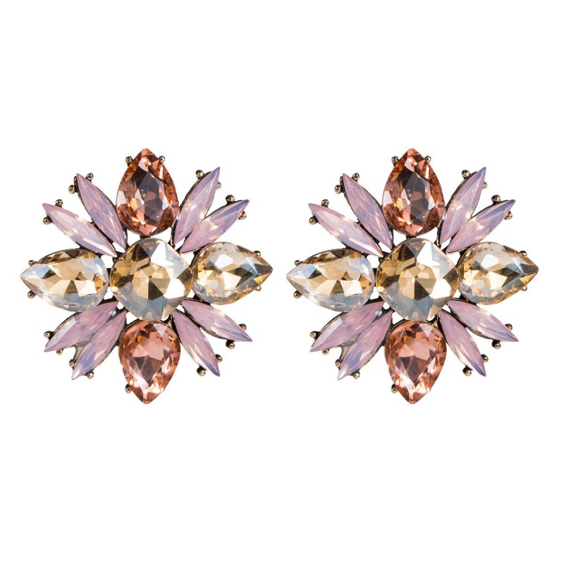 Floral Acrylic Full Diamond Earrings-Jewearrings