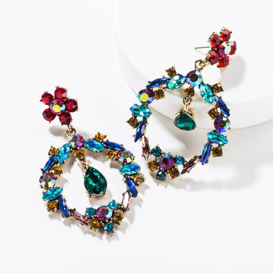 Floral Earrings Women's Multi-layered Diamond Boho Style-Jewearrings