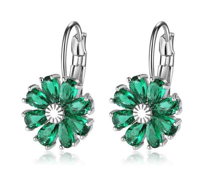 Flower Color Zircon Stud Earrings For Women-Jewearrings