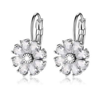 Flower Color Zircon Stud Earrings For Women-Jewearrings