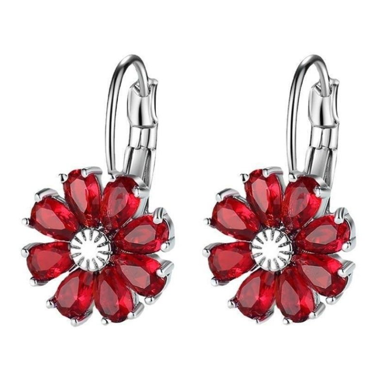 Flower Color Zircon Stud Earrings For Women-Jewearrings