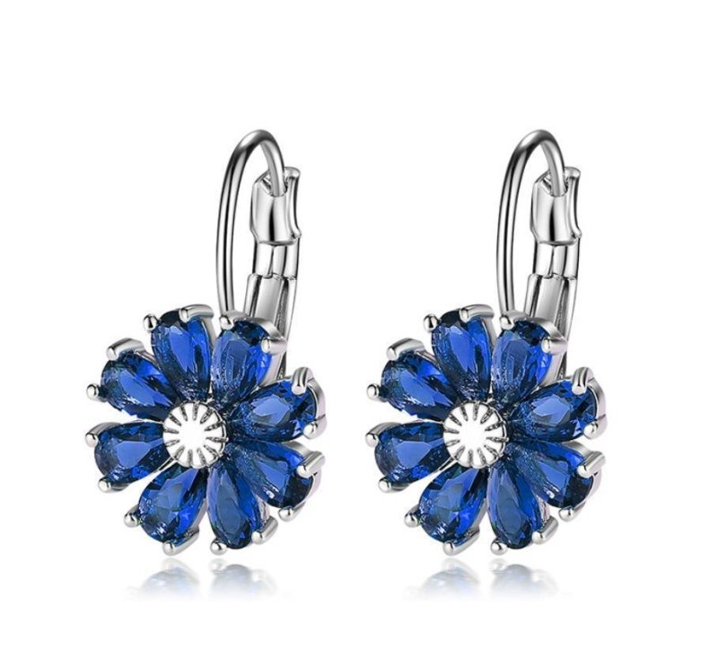 Flower Color Zircon Stud Earrings For Women-Jewearrings