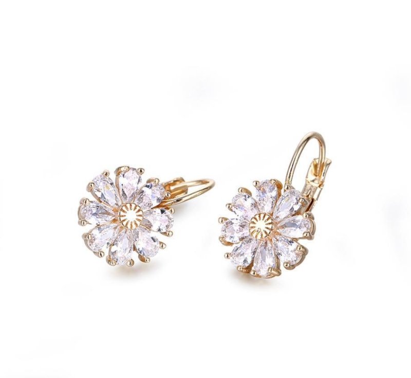 Flower Color Zircon Stud Earrings For Women-Jewearrings