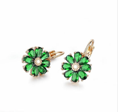 Flower Color Zircon Stud Earrings For Women-Jewearrings