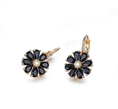 Flower Color Zircon Stud Earrings For Women-Jewearrings